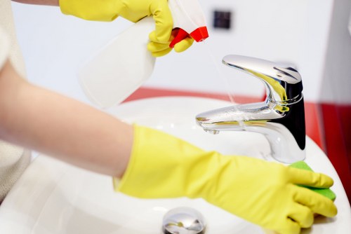 Professional cleaner completing a safe and controlled cleaning job