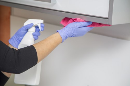 Customer and cleaner reviewing service terms and responsibilities